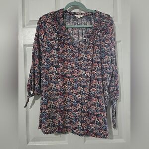 Krazy Kat Floral Blouse - Blue and Pink
